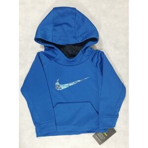 NEW Nike Boys Size 2T Hoodie Swoosh Thermal Pullover Hooded Sweatshirt Blue Logo
